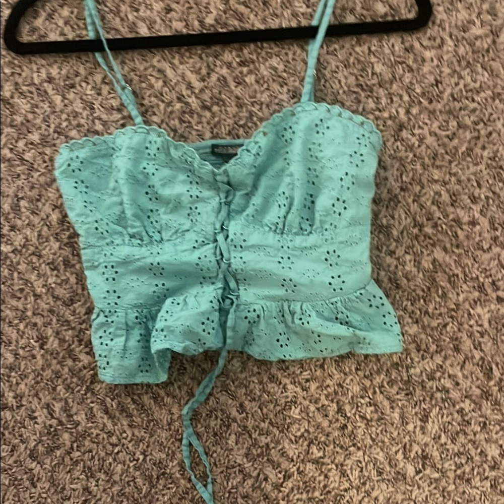 Wild Fable Green Ruched Tie Front Camisole